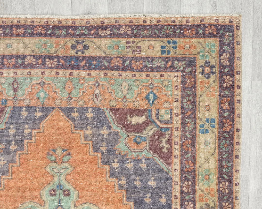 Multicolor Turkish Oushak Rug 4' 3" x 8' 1" Hand-Knotted | No. VR99807