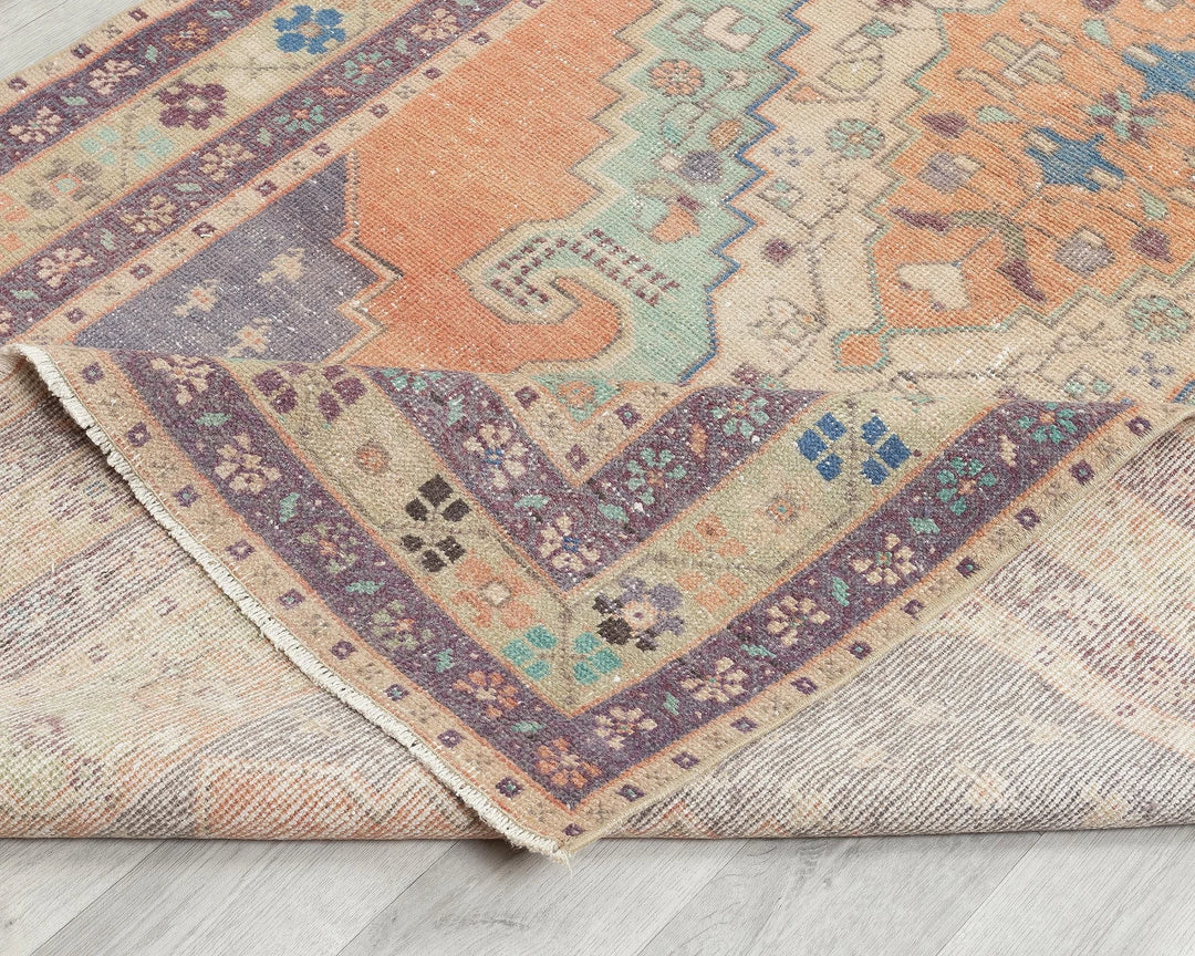 Multicolor Turkish Oushak Rug 4' 3" x 8' 1" Hand-Knotted | No. VR99807