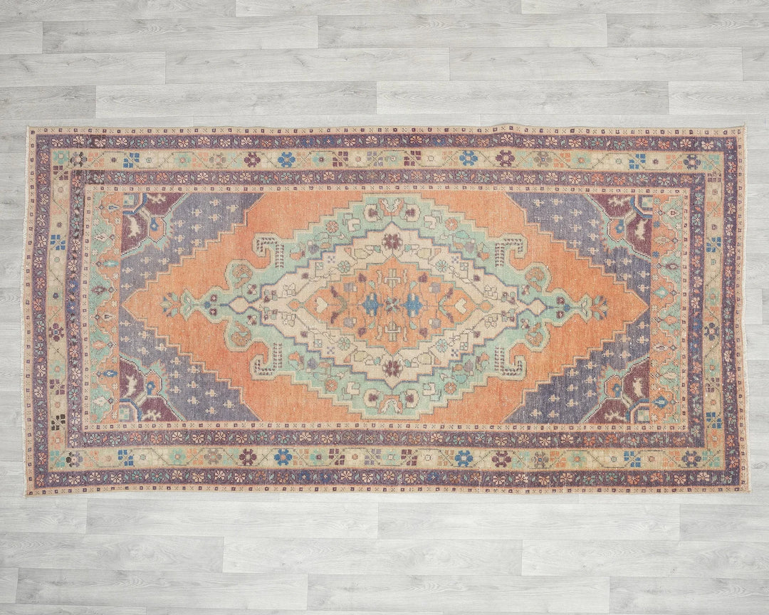 Multicolor Turkish Oushak Rug 4' 3" x 8' 1" Hand-Knotted | No. VR99807