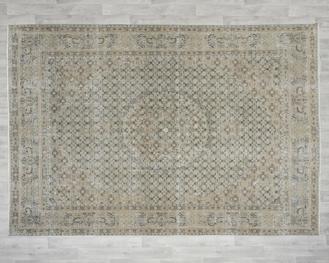 Gray Turkish Oushak Rug 7' 10" x 11' Hand-Knotted | No. VR99863