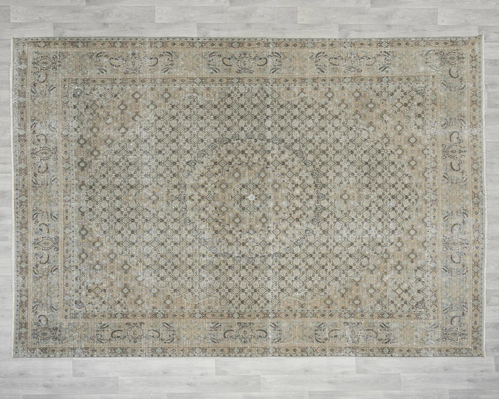 Gray Turkish Oushak Rug 7' 10" x 11' Hand-Knotted | No. VR99863