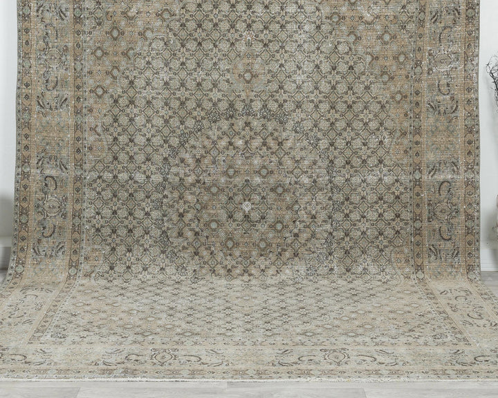 Gray Turkish Oushak Rug 7' 10" x 11' Hand-Knotted | No. VR99863
