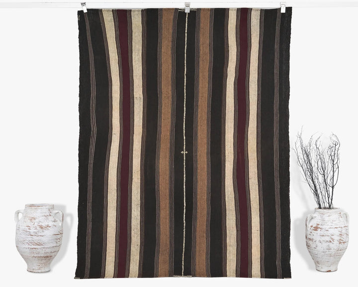 Brown Turkish Kilim Rug 4' 10" x 6' 8" Flat-Weave | No. VR99875
