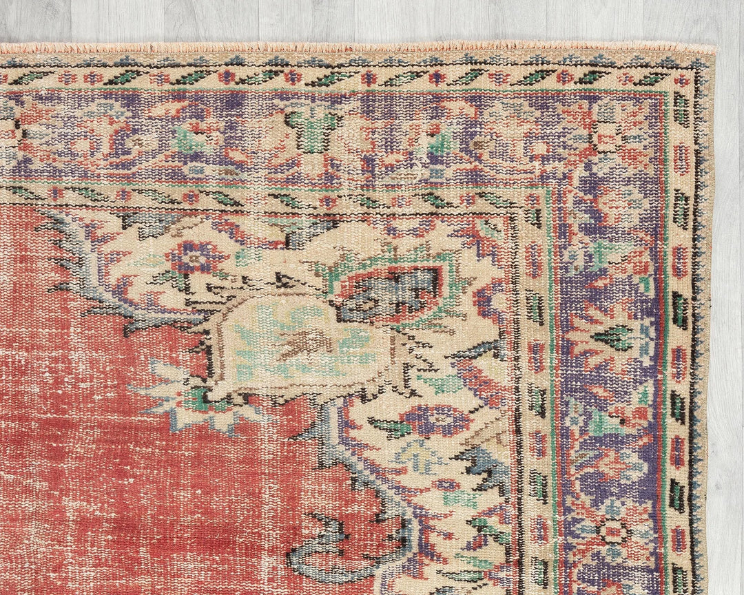 Red Turkish Oushak Rug 5'10" x 9' Hand-Knotted | No. VR99957