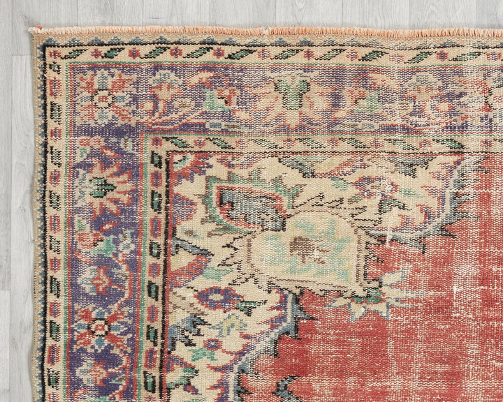 Red Turkish Oushak Rug 5'10" x 9' Hand-Knotted | No. VR99957