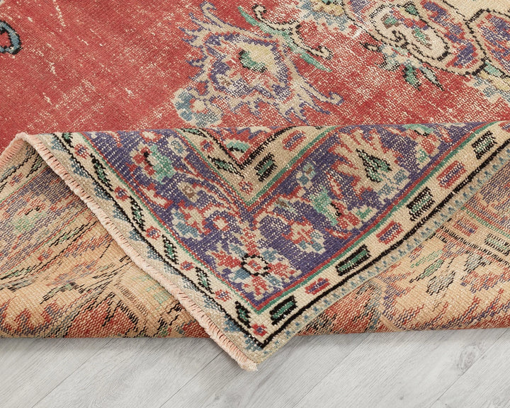 Red Turkish Oushak Rug 5'10" x 9' Hand-Knotted | No. VR99957