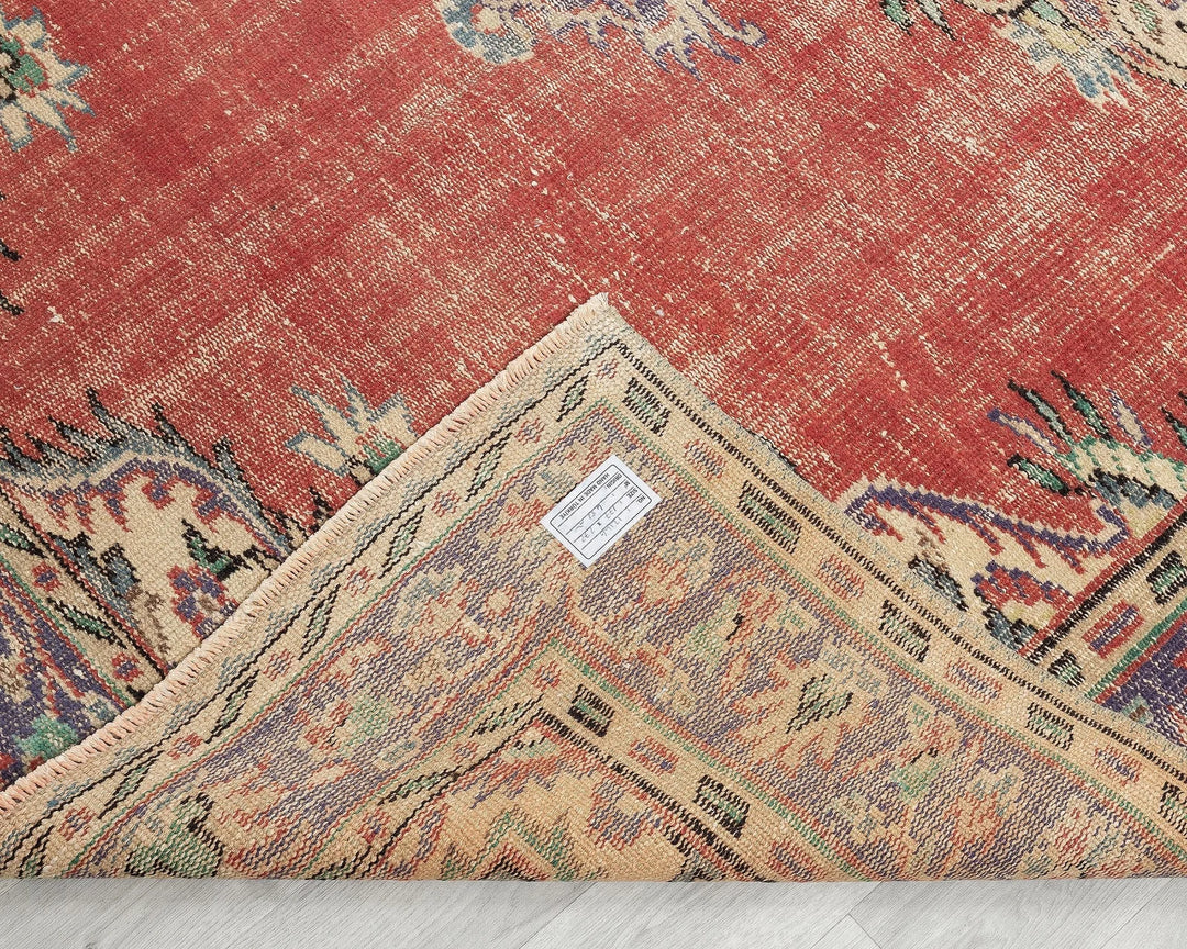 Red Turkish Oushak Rug 5'10" x 9' Hand-Knotted | No. VR99957