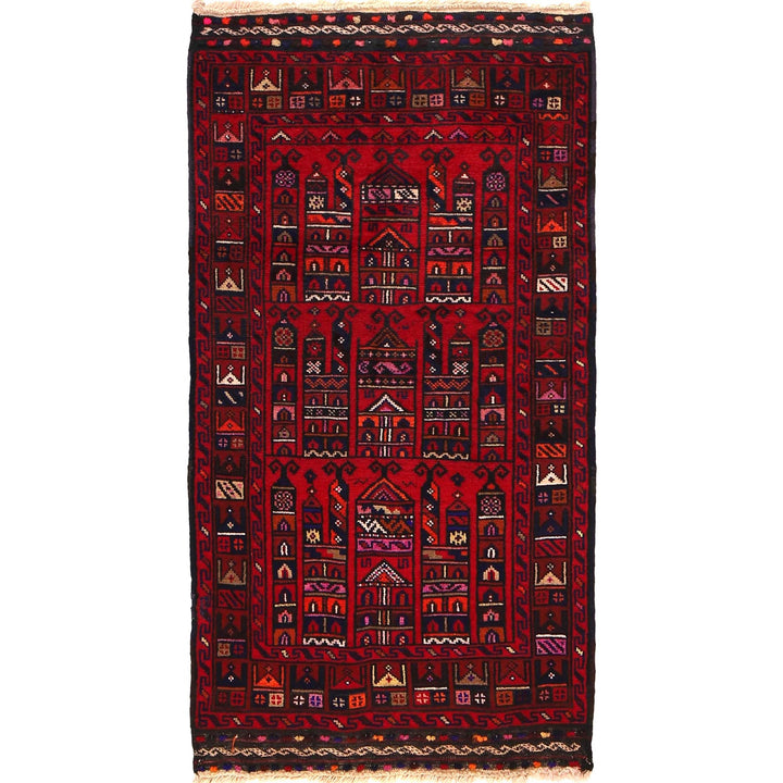 Red Color Prayer Rug 2' 6" x 4' 8" - No. AL19451
