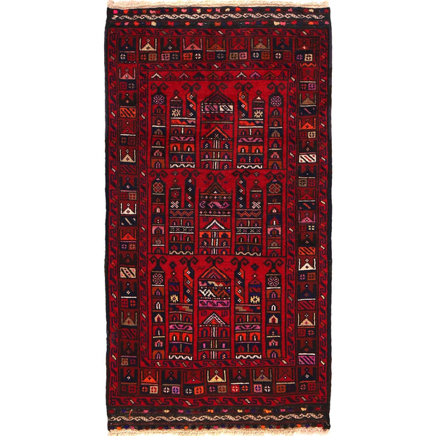 Red Color Prayer Rug 2' 6" x 4' 8" - No. AL19451