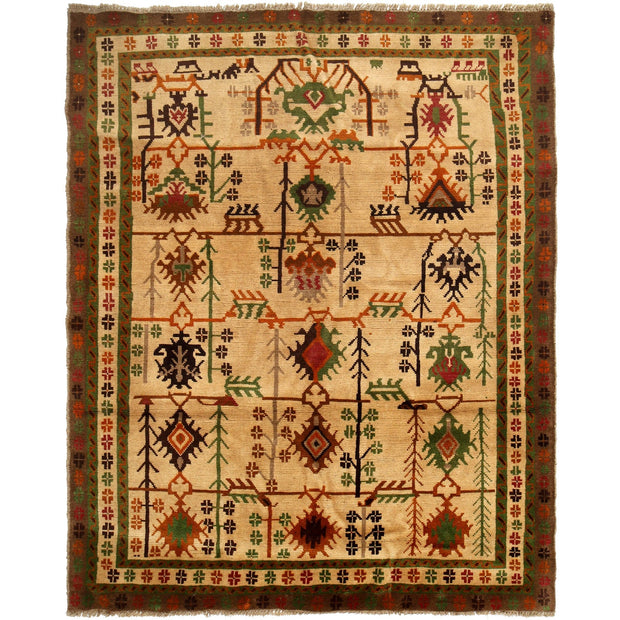Hand Knotted Kohistani Carpet 5' 8" x 7' 5" - No. AL71454