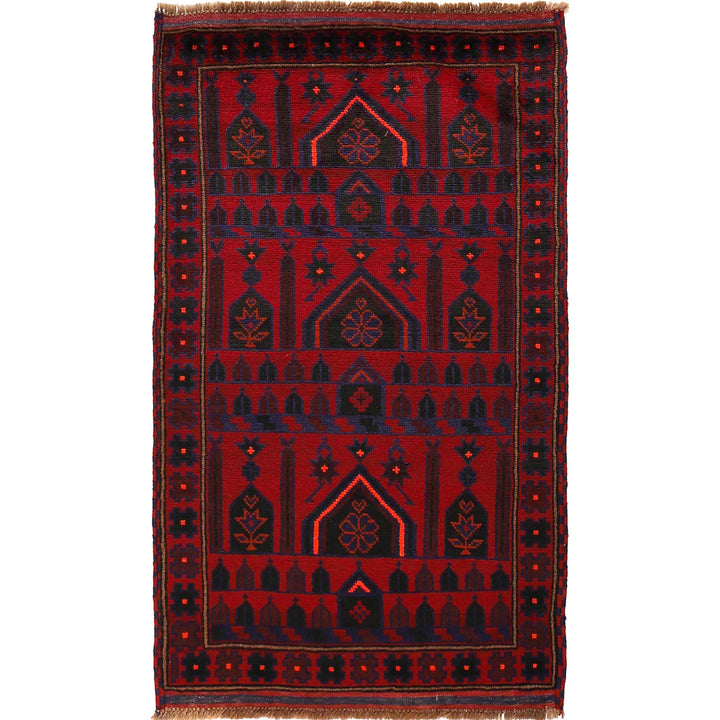 Afghan Prayer Rug 2' 11" x 4' 9" Hand-Knotted