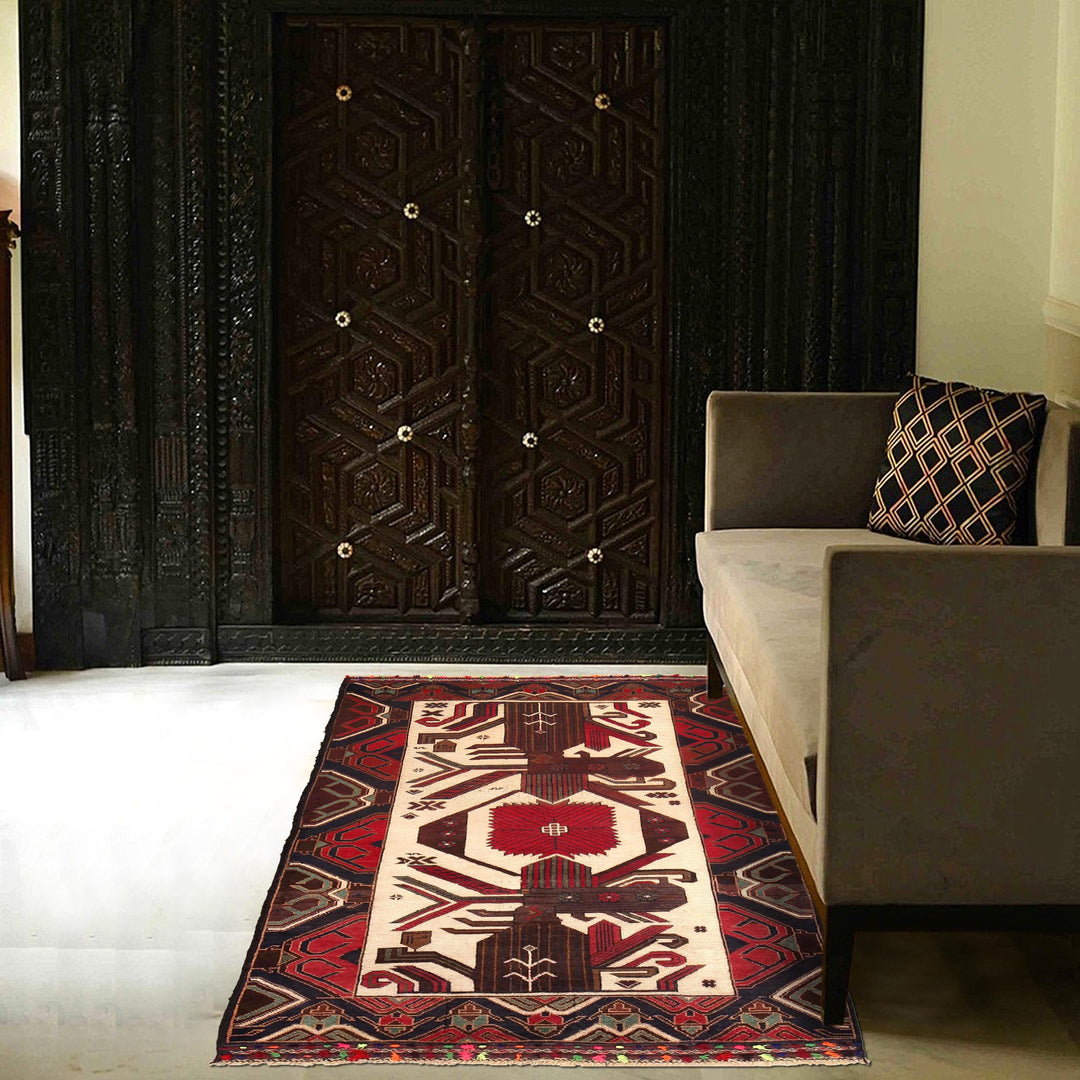 Afghan Baluchi Rug 2' 9" x 5' 0" Hand-Knotted | No. AL73880