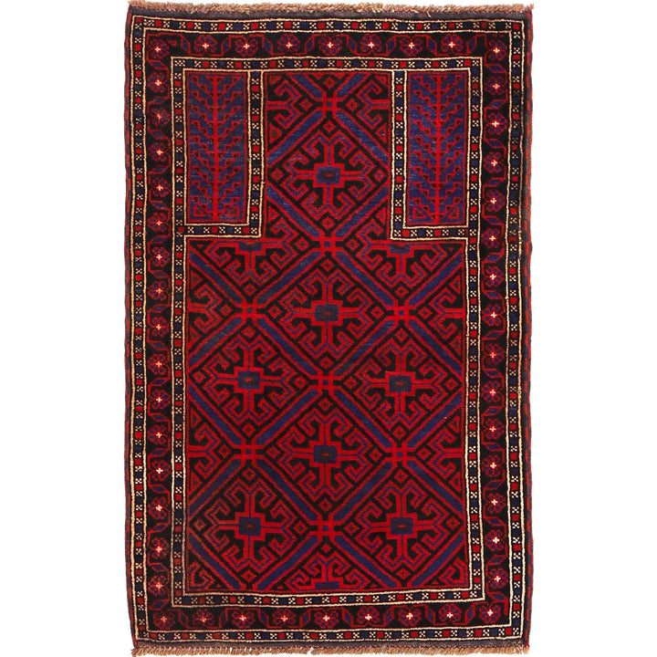 Afghan Prayer Rug 2' 11" x 4' 6" Hand-Knotted