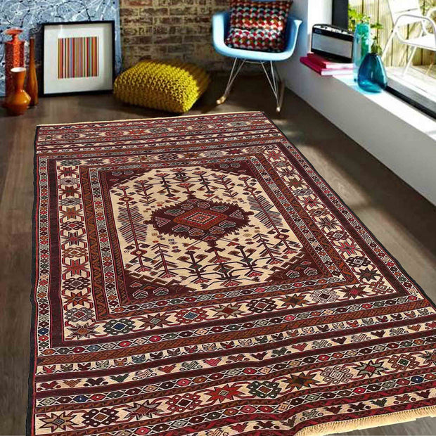 Handmade Maliki Kilim 3' 10" x 6' 3" - No. AL18566