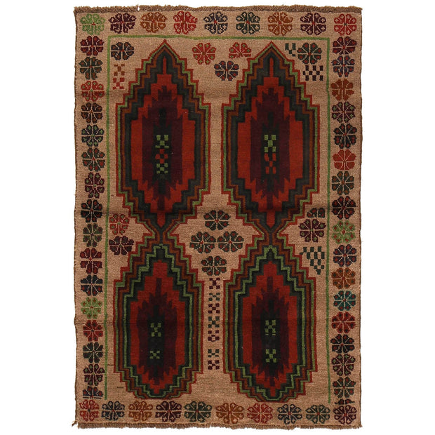 Beige Color Baluchi Rug 4' 1" x 6' 1" - No. AL44624