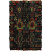 Black Color Baluchi Rug 4' 2" x 6' 5" - No. AL21115