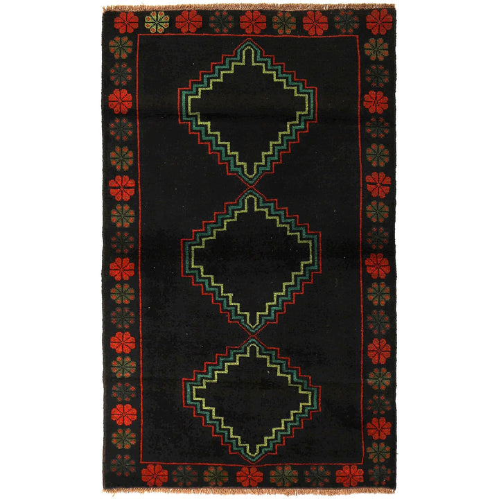 Black Color Baluchi Rug 4' 0" x 6' 9" - No. AL36374