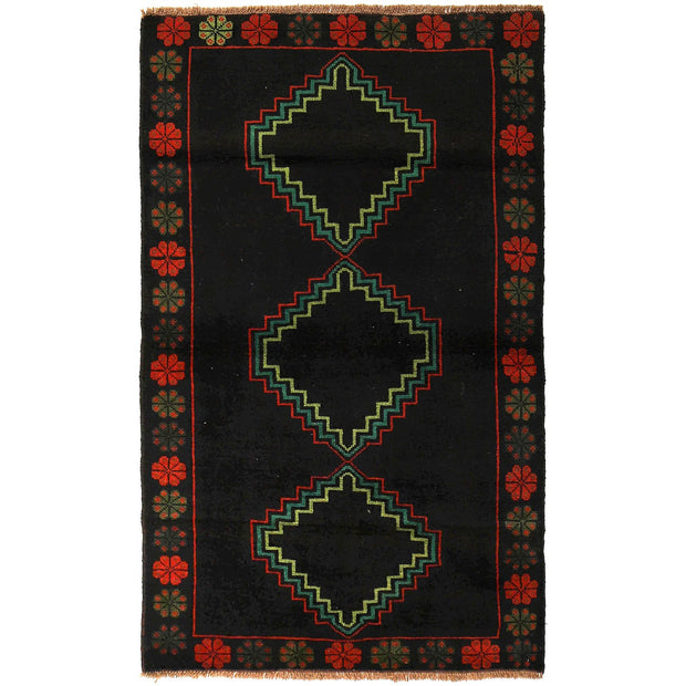 Black Color Baluchi Rug 4' 0" x 6' 9" - No. AL36374