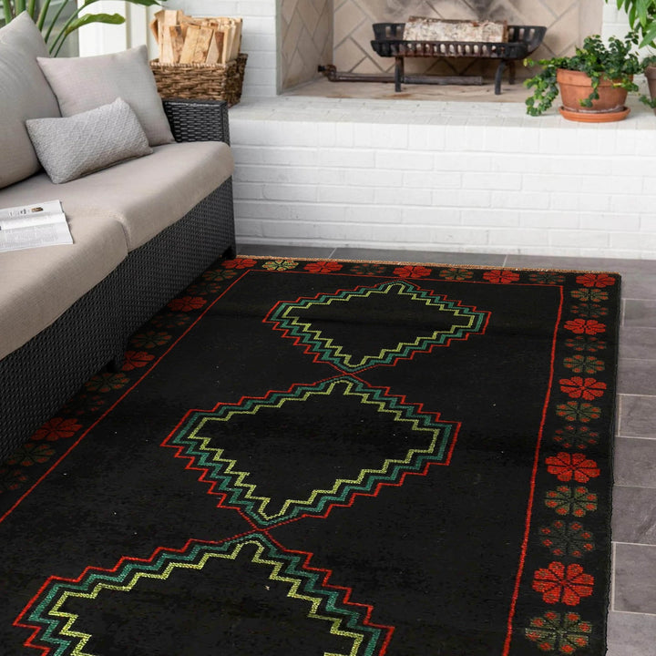Black Color Baluchi Rug 4' 0" x 6' 9" - No. AL36374