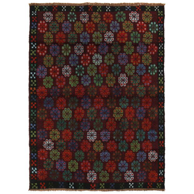 Dark Purple Color Baluchi Rug 4' 0" x 5' 7" - No. AL48672