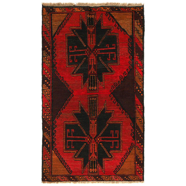 Afghan Baluchi Rug 3' 8" x 6' 8" Hand-Knotted