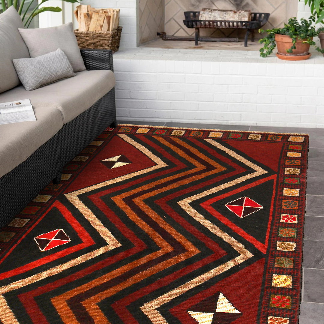 Red Afghan Baluchi Rug 3' 3" x 6' 4" Hand-Knotted texture