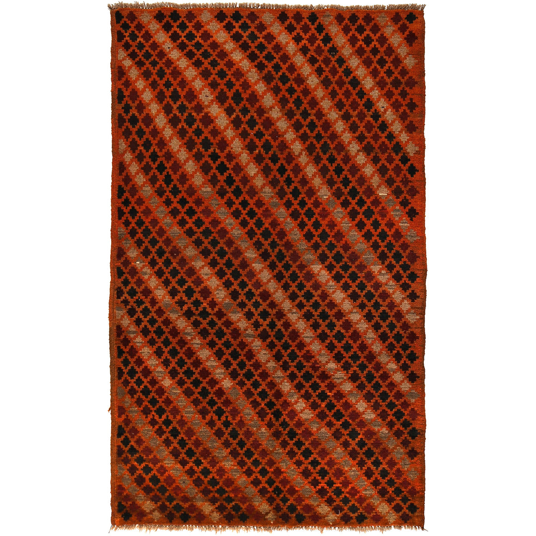 Orange Afghan Baluchi Rug 3' 10" x 6' 6" Hand-Knotted