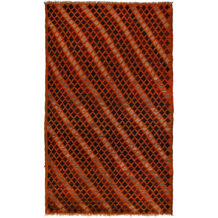 Orange Afghan Baluchi Rug 3' 10" x 6' 6" Hand-Knotted