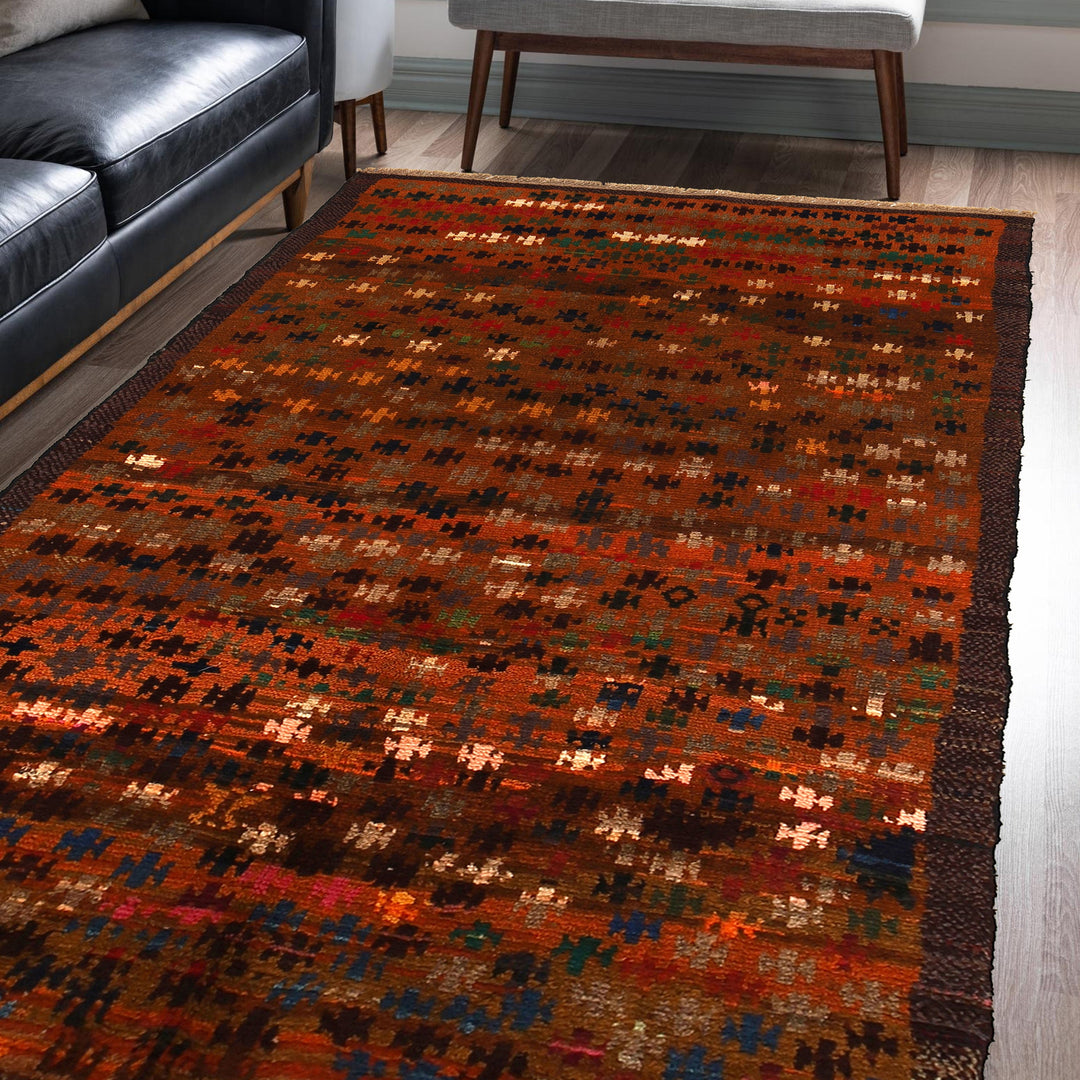 Afghan Baluchi Rug 3' 7" x 6' 0" Hand-Knotted texture