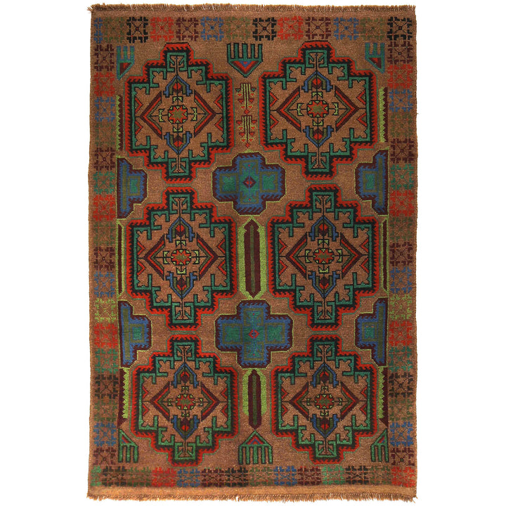 Light Brown Afghan Baluchi Rug 4' 2" x 6' 3" Hand-Knotted