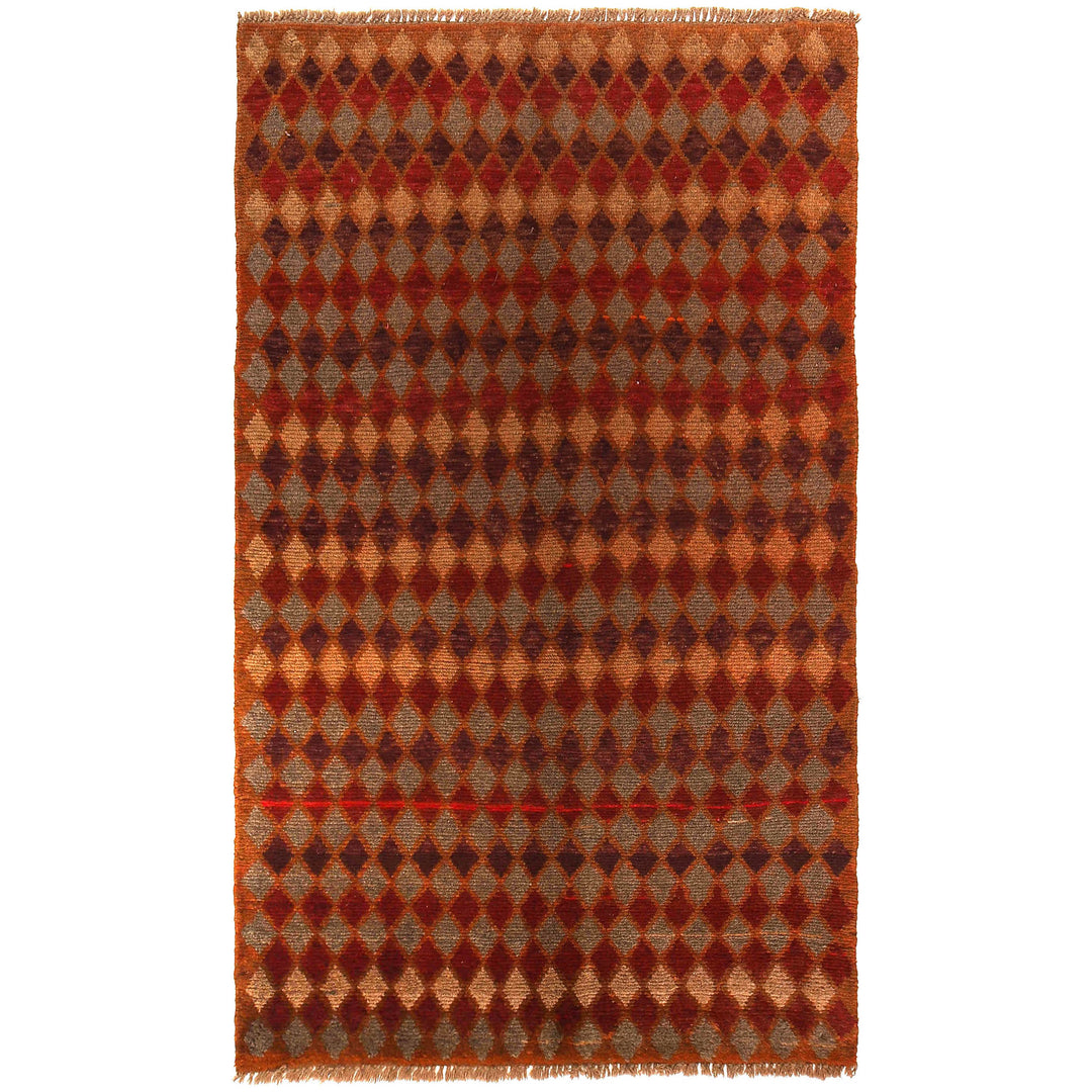 Orange Afghan Baluchi Rug 3' 7" x 6' 2" Hand-Knotted