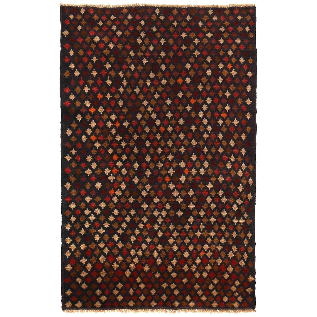 Afghan Baluchi Rug 3'10" x 6'4" Hand-Knotted