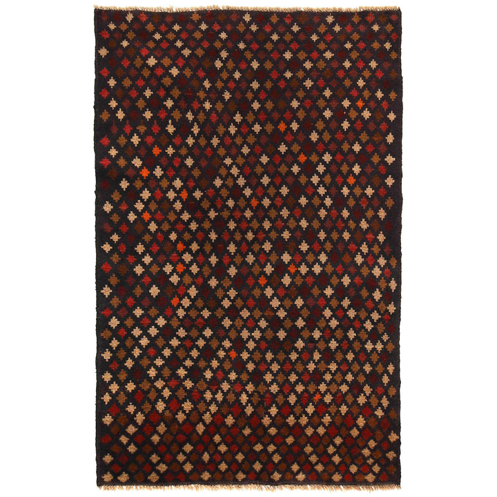 Afghan Baluchi Rug 3'10" x 6'4" Hand-Knotted