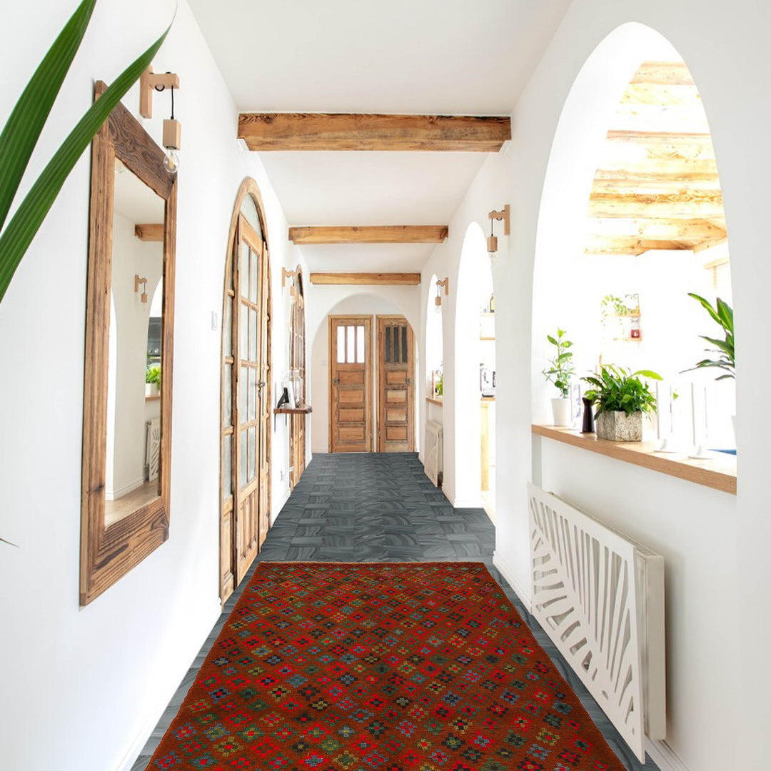 Brown Afghan Baluchi Rug 4' 0" x 6' 1" Hand-Knotted texture