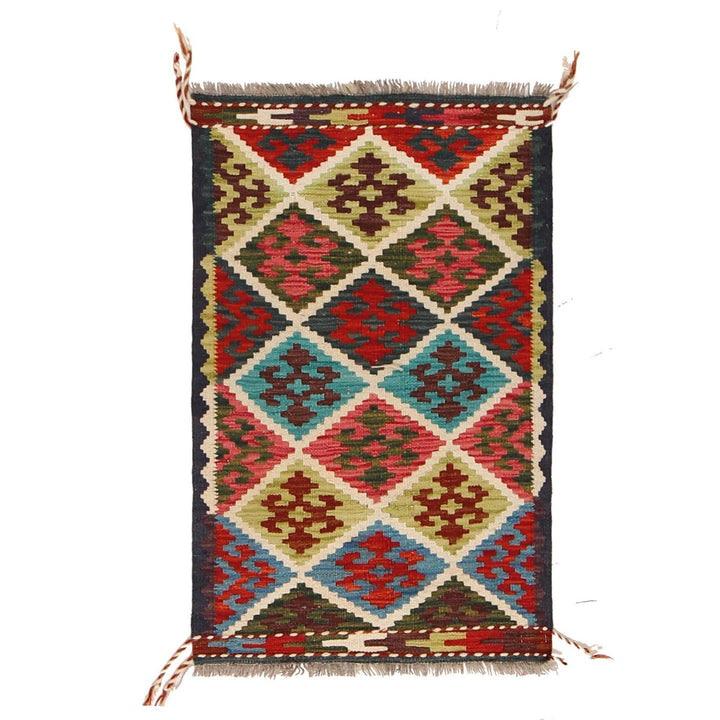 Hand Knotted Afghan Style Kilim 1' 11 x 2' 11" - No. AL40441