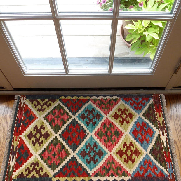 Hand Knotted Afghan Style Kilim 1' 11 x 2' 11" - No. AL40441