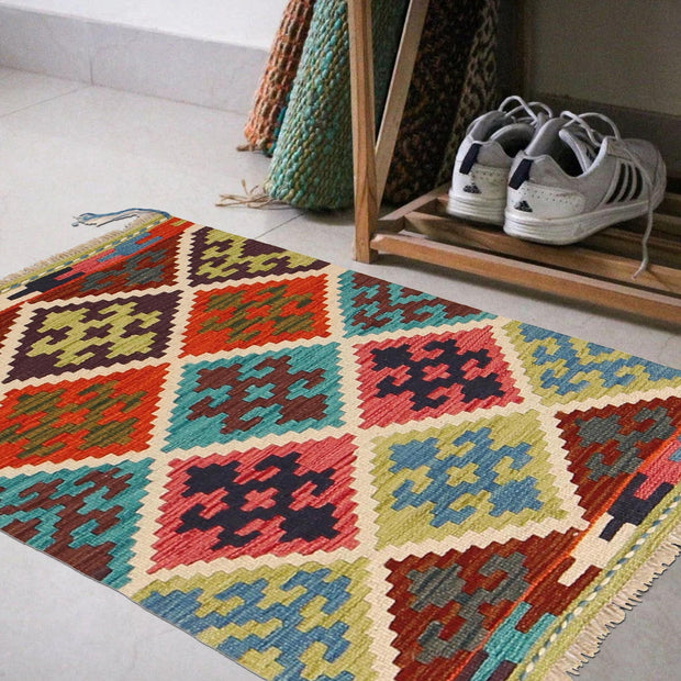 Colorful Flat-Weave Wool Kilim 2' 0 x 3' 1" - No. AL53751