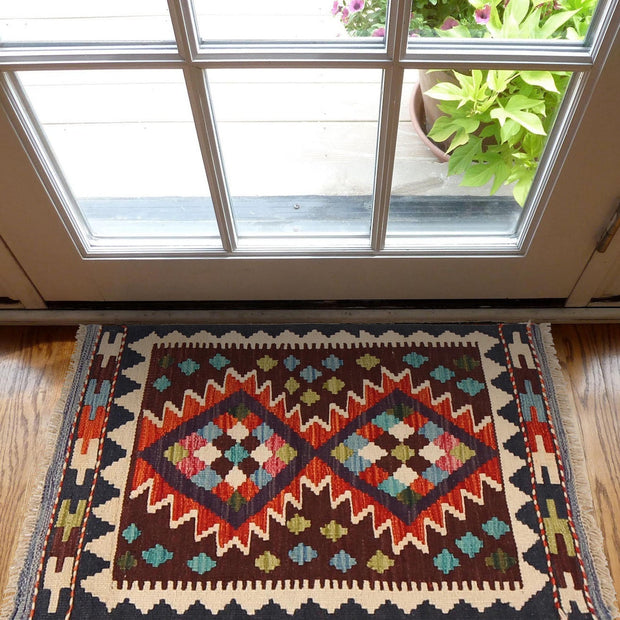 Hand Knotted Afghan Style Kilim 2' 0 x 2' 11" - No. AL80740
