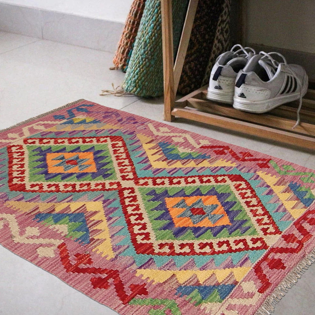 Hand Knotted Afghan Style Kilim 2' 2 x 3' 2" - No. AL39875