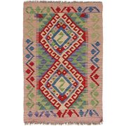 Handmade Turkish Design Wool Kilim 2' 1 x 3' 2" - No. AL78007
