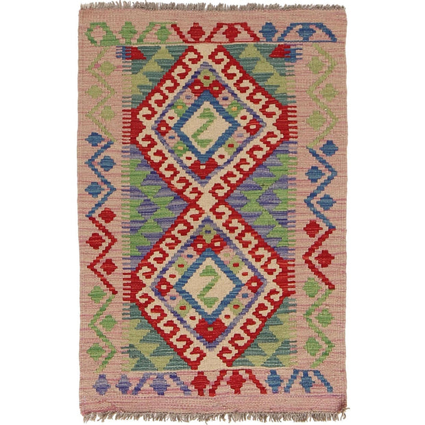 Handmade Turkish Design Wool Kilim 2' 1 x 3' 2" - No. AL78007