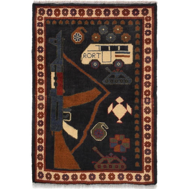 Handcrafted Afghan War Rug 2' 0" x 2' 10" - No. AL23631