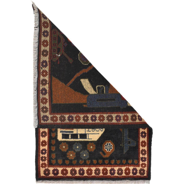 Handcrafted Afghan War Rug 2' 0" x 2' 10" - No. AL23631