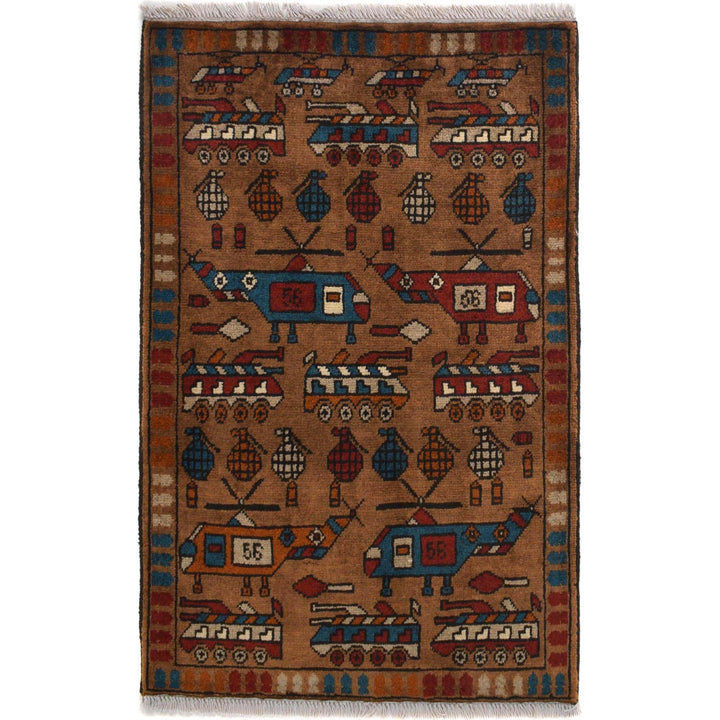 Authentic Afghan War Area Rug 2' 0" x 2' 11" - No. AL55958