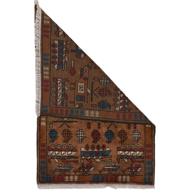 Authentic Afghan War Area Rug 2' 0" x 2' 11" - No. AL55958