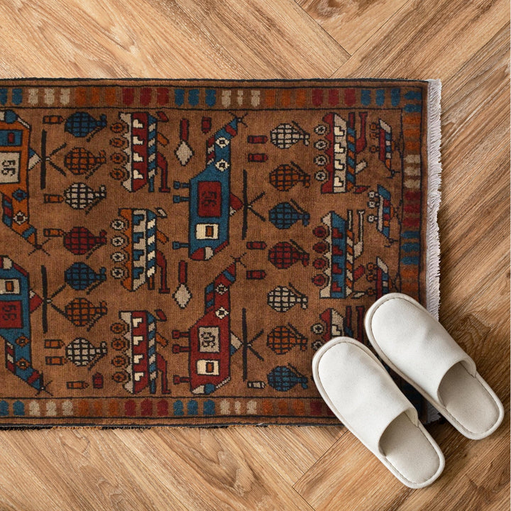 Authentic Afghan War Area Rug 2' 0" x 2' 11" - No. AL55958