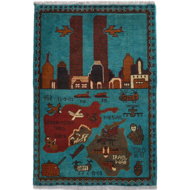 Blue Color War Rug 2' 0" x 3' 1" - No. AL38785