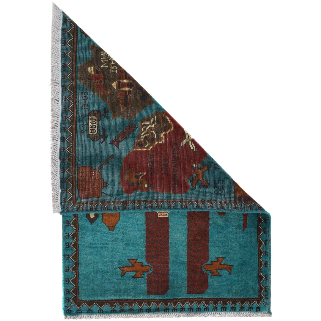 Blue Color War Rug 2' 0" x 3' 1" - No. AL38785