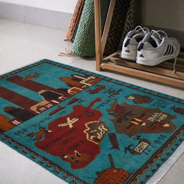 Blue Color War Rug 2' 0" x 3' 1" - No. AL38785