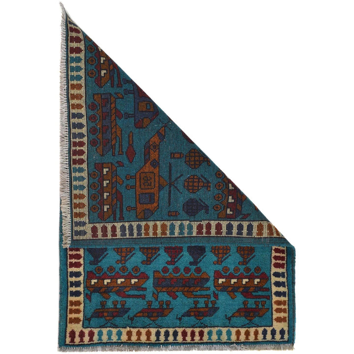 Blue Color War Rug 2' 1" x 2' 11" - No. AL21396